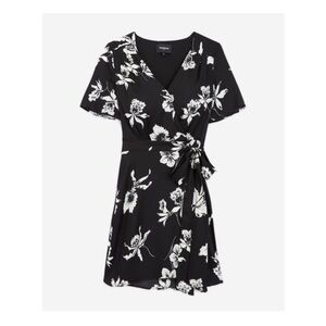 The Kooples Black and White Floral Wrap Dress Size 2 US 6